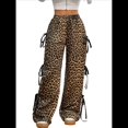 thumbnail image 2 of Pantalones Deportivos Holgados para Mujer, con Cintura Elástica, Informales, de Pierna y Bolsillos, Estilo Y2K Estampado de Leopardo S, 2 of 9