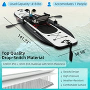 Bezliving Inflatable Kayak with Pedal System, 12ft Premium PVC Fishing Kayak, Lightweight & Portable with Aluminum Seat, Rudder System, and Accessories Included