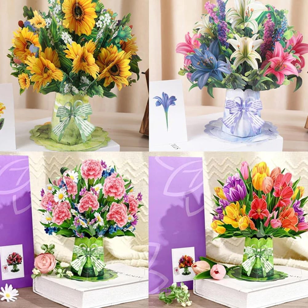 PTSPLLMY 3D Mother's Day Flower Pop-Up Card, Jumbo Tulip Flower Pop-Up Card – Detachable 3D Standing Paper Bouquet – Everlasting Mother's Day for Mom & Grandma Forever Bloom Love