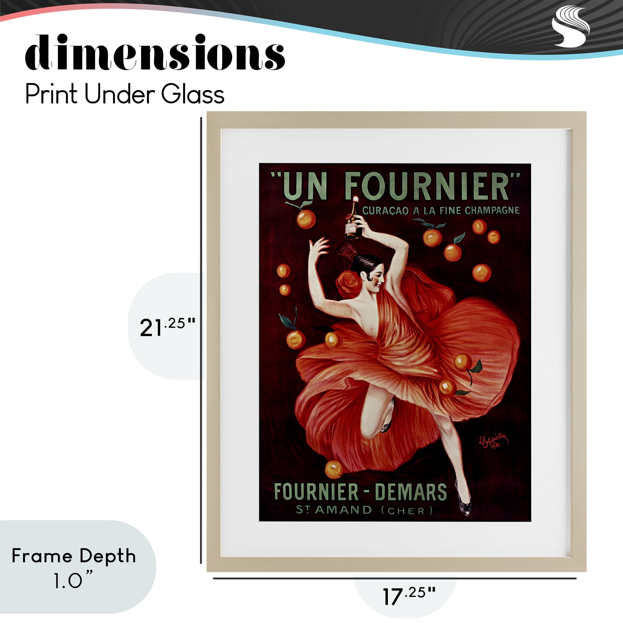 Stupell Industries Vintage Champagne Dancer in Red Birch Framed Print Under Glass, design by Leonetto Cappiello