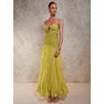 thumbnail image 3 of Green Solid Halter Tie Maxi Dress With Pleated Skirt And Keyhole Bust Detail, 3 of 8