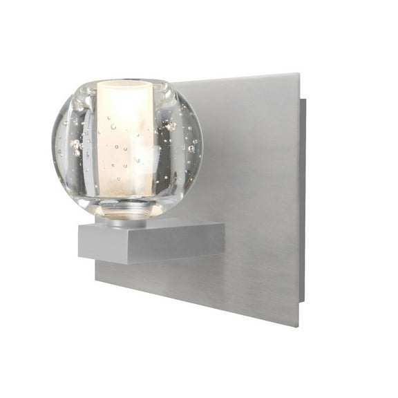 1WF-BOCABB-SN Besa Lighting Boca 3 - One Light Bath Vanity-Satin Nickel Finish-Clear Bubble Glass Color-Halogen Lamping Type