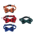 thumbnail image 3 of Pet Collar Adjustable Quick Release Buckle Design Soft Plaid Cat Collar with Removable Bell Bowknot 4pcs, 3 of 9