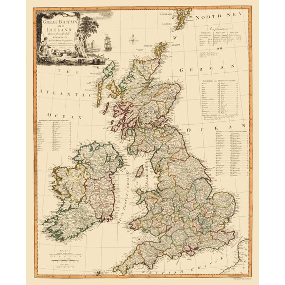 Historic Map - Ireland England Scotland Wales - Laurie 1794 - Vintage Wall Art