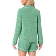 thumbnail image 3 of Conjuntos de lounge para mujeres INSPIRE CHIC, blusa de manga larga con cuello de muesca y botones, pantalones cortos, pijamas de 2 piezas con bolsillos, 2XL verde, 3 of 6
