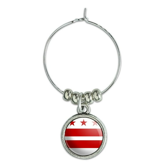 Washington DC Flag Wine Glass Charm Drink Marker