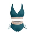 thumbnail image 5 of Women High Waisted Bikini Sets Two Piece Swimsuit for Women Tummy Control Swimsuits Color Block Drawstring Bathing Suit, 5 of 6