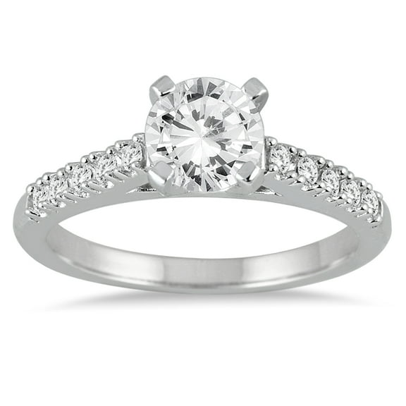 SZUL Women's AGS Certified 1 1/10 Carat TW Diamond Engagement Ring in 14K White Gold (I-J Color, I2-I3 Clarity)