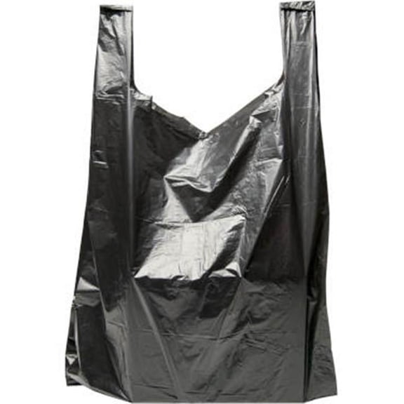 International Plastics MB-T-28BLK 18 x 8 x 28 in. Plain Black HD T-Shirt Bags - Case of 500