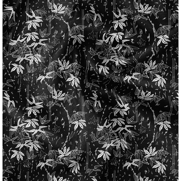 Soimoi Black Fabric - By the Yard - 42 Inch Wide - Leaves Tropical - Verdant Canopy: A Tapestry of Tropical Leaves Printed Fabric