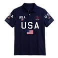 thumbnail image 2 of Conairie 4th of July Polo Shirts For Mens American Falg Print Button Stand Collar Patriotic Golf Shirt Short Sleeve Basic Work Tee Vacation Clothes Dark Blue L, 2 of 4