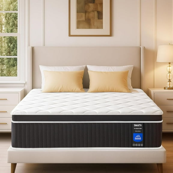 King Size Mattress,12 Inch Hybrid Mattresess in a Box, Upgrade Strengthen Mattresses with Memory Foam and Pocket Spring, Soft and Comfort King Mattress, Non-Fiberglass, Medium Firm