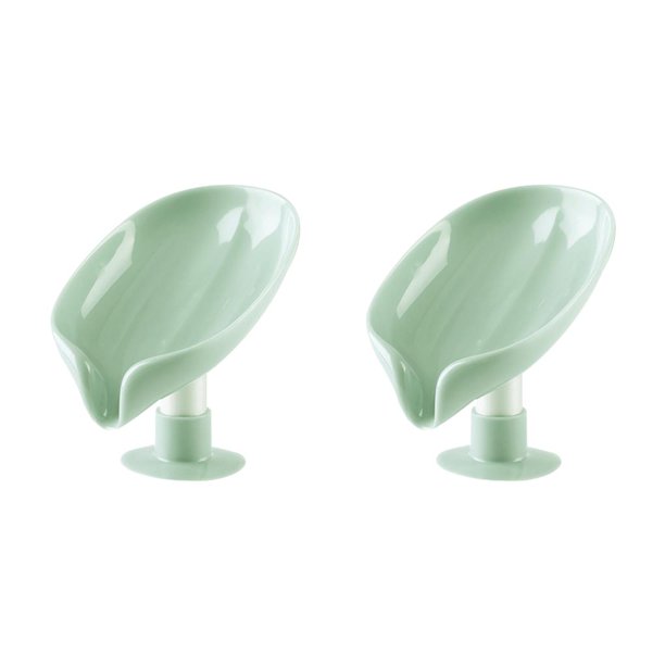 Naiovety Jaboneras manuales, soporte de esponja antideslizante para ducha, ventosa sin perforaciones, contenedor de drenaje, bandeja lisa Verde 2Conjunto
