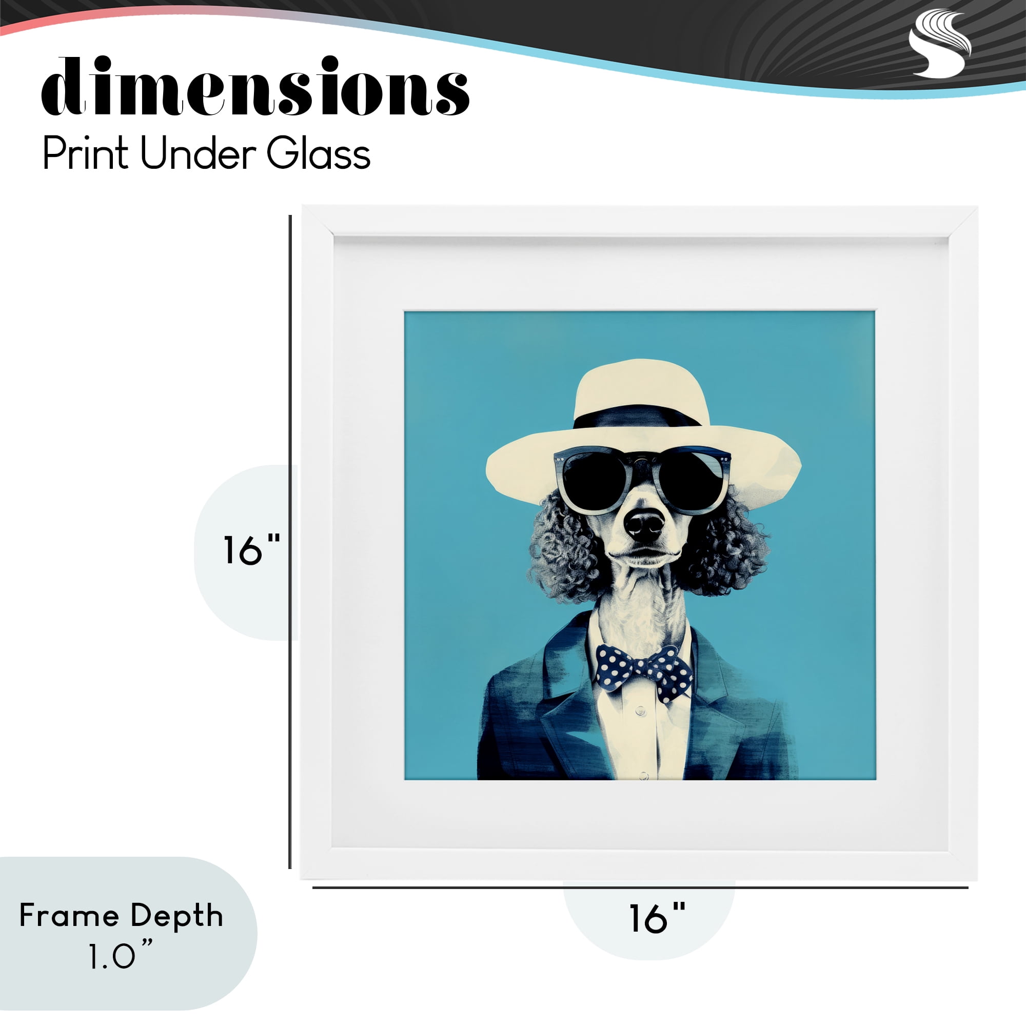 Stupell Industries Canine Cool Retro Outfit White Framed Print Under Glass, design by Ray Powers