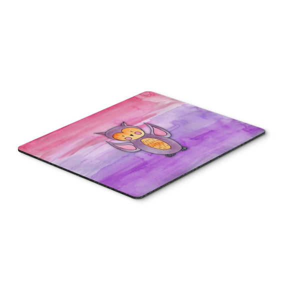 Pink and Purple Owl Watercolor Mouse Pad Hot Pad or Trivet