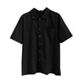 thumbnail image 4 of Pgeraug Mens Shirts Button Down Lapel Solid with Pocket Polo Shirts for Men Black 2Xl, 4 of 6