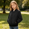 thumbnail image 6 of Kids Zip Bomber Jacket with Pockets, Waterproof Windproof Long Sleeve Outdoor Coat for Boys Girls Ages 5-16 Fall Casual Outerwear Black 13 Years, 6 of 9