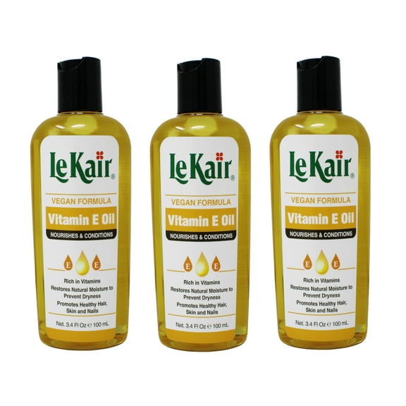 3 Pack of LeKair Vitamin E Oil Hair & Body Oil - Vegan Formula 3.4 Ounce