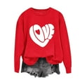 thumbnail image 4 of Fewfanhot Women's Tops, Tees & Blouses Valentine's Day Love Heart Print Long Sleeve Crewneck Casual Cute Red Sweatshirt, 4 of 7