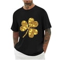 thumbnail image 1 of Blusas y camisas de manga corta con cuello redondo para hombre. Blusa de poliéster con hombros caídos y cuello redondo con estampado del Día de San Patricio., 1 of 3