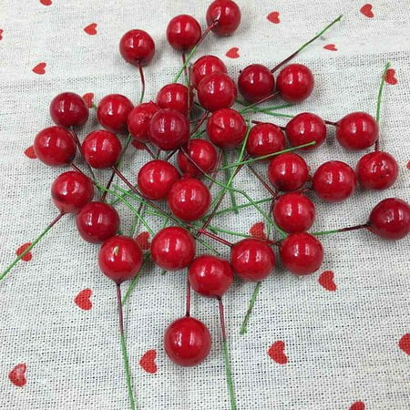 KABOER Christmas Tree Ornament 100pcs Foam Artificial Fruit Small Holly Berry Xmas Novelty Holiday Party Hanging Pendant Decorations Gifts