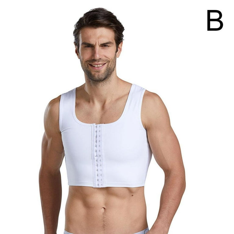 Men Shapewear Corset Weight Vest Three-breasted Double V Pull Back  Compression Control Chest Body Shaper Slimming Underwear C4D2 