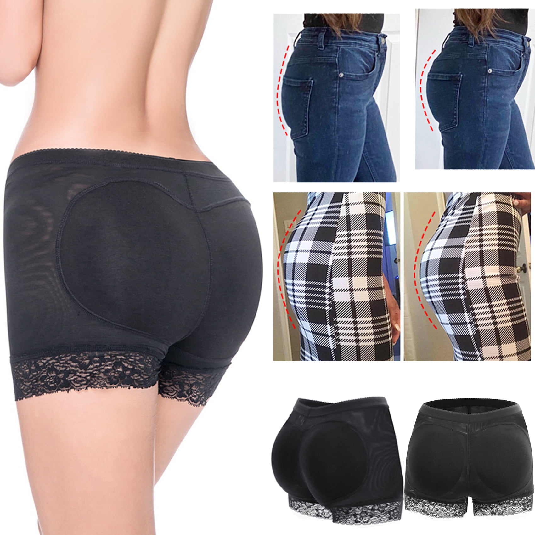 Womens Seamless Butt Lifter Padded Lace Panties Enhancer Underwear 