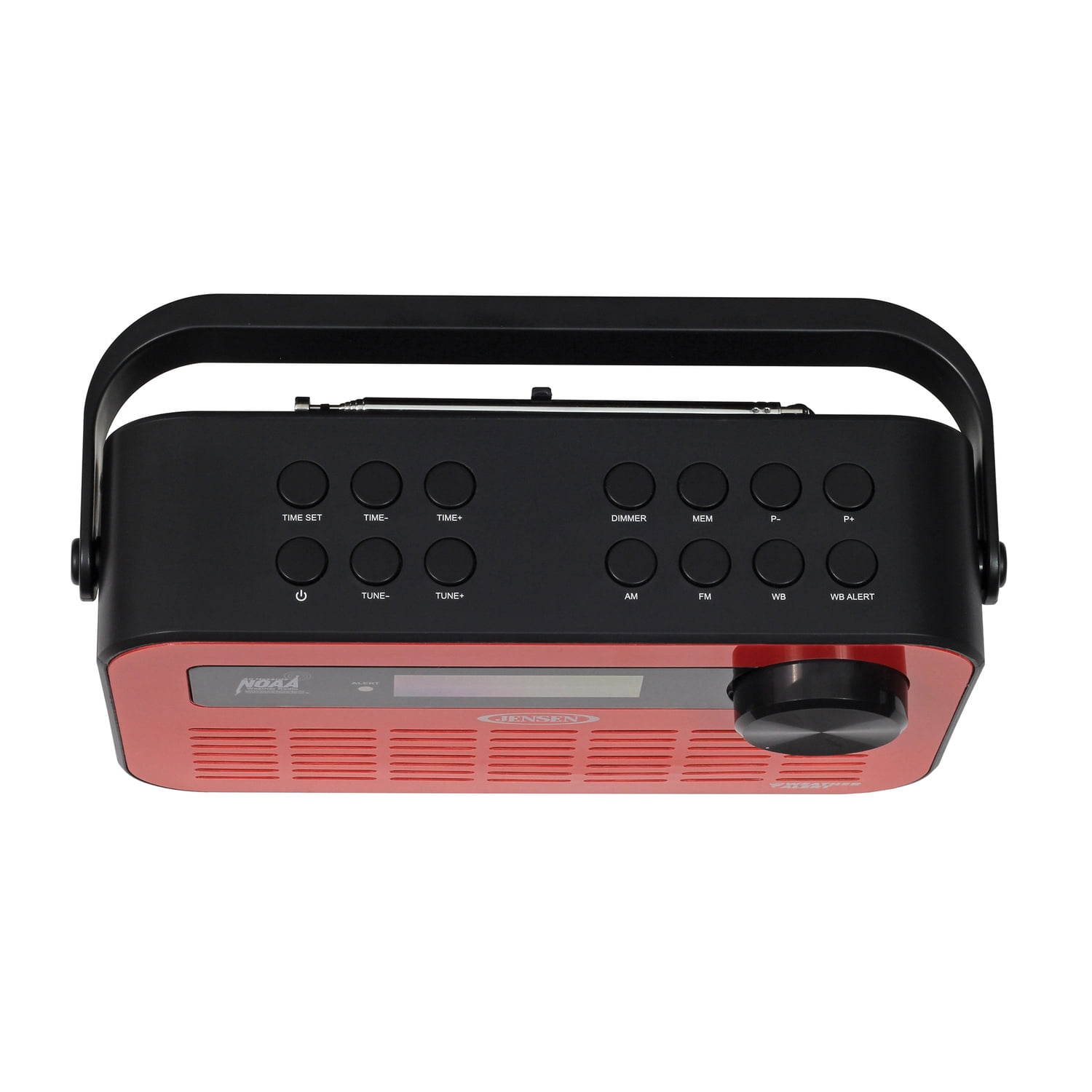JENSEN JEP-250 Portable Digital AM/FM Weather Radio with Weather Alert and 2-Way Charging, Red, JEP-250
