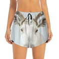 thumbnail image 2 of Rateoe White Reindeer Portrait Printed 2 in 1 Women's Workout Shorts for Athletic Gym Running Shorts with Phone Pockets-Small, 2 of 7