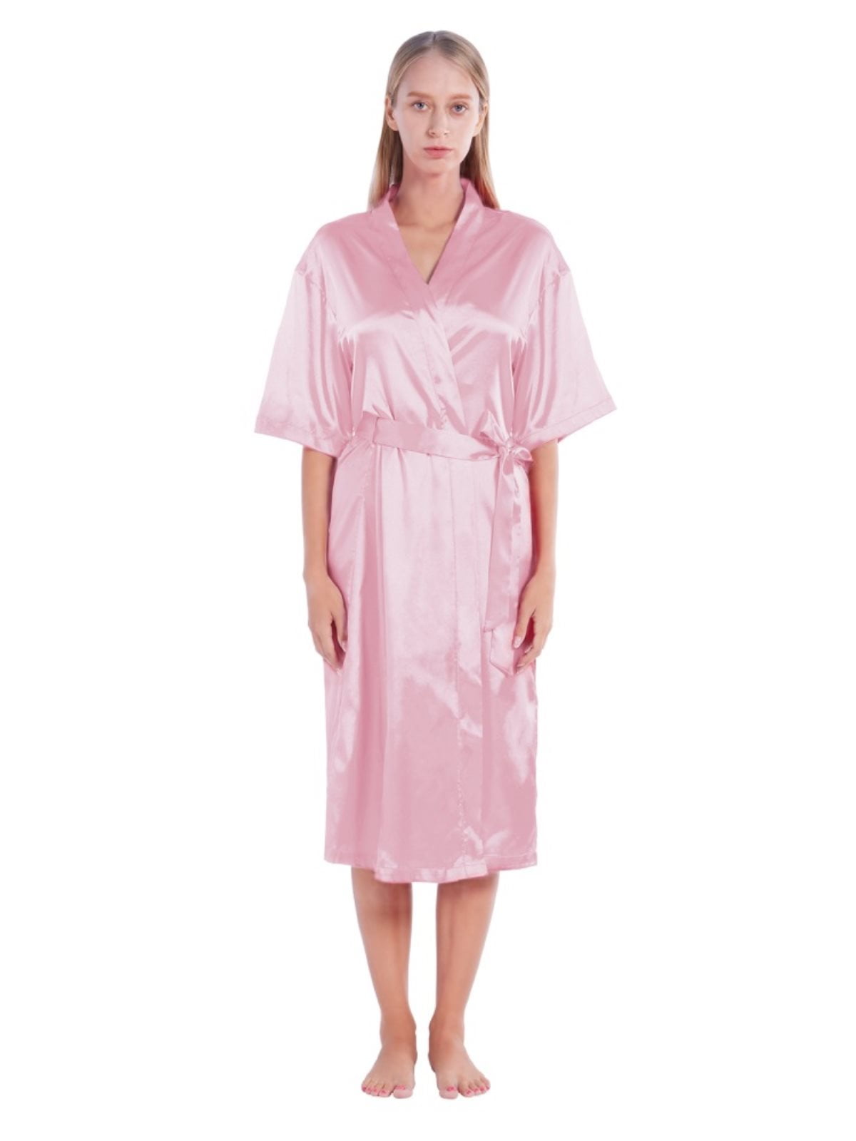 EFINNY Couple Silk Robes for Women and Men Long Bridesmaid Half Sleeve Wedding Party Satin Robes