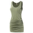 thumbnail image 2 of A2Y Women's Fitted Premium Fabric Side Ruched Sleeveless Top Light Sage L, 2 of 5