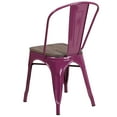 thumbnail image 4 of Flash Furniture Tenley Purple Metal Stackable Chair with Wood Seat, 4 of 7