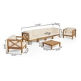 thumbnail image 4 of GDF Studio Keith Outdoor Acacia Wood 6 Seater Sofa Chat Set with Cushions, Teak and Beige, 4 of 13