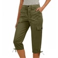 thumbnail image 1 of TaTaai Women's 7/8 Length Cargo Hiking Pants Straight Leg Casual Outdoor Pants with Elastic Waist Button Zipper Closure Ankle Tie and Side Pockets for Utility Wear Gift, 1 of 5