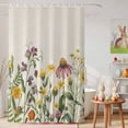 thumbnail image 6 of Shower Curtain Spring Floral Shower Curtains for Bathroom Decor, Waterproof Polyester Shower Curtain Set with Hooks, Extra Long 72" x 78" Wildflowers Leaves Plant Beige, 6 of 9