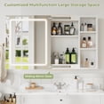 thumbnail image 6 of Wall Mounted Bathroom Medicine Cabinet with Sliding Mirror and Led Lights,White Storage Mirror Cabinet with Adjustable Storage Shelves,27.6x23.62 inch, 6 of 9