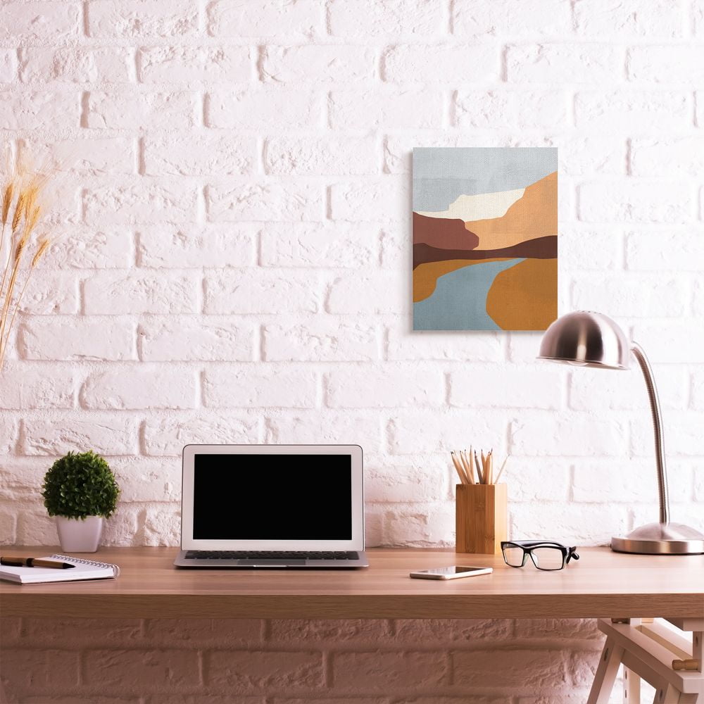 Stupell Industries Abstract Color Block Landscape Blue Brown Design Canvas Wall Art Design by Victoria Borges