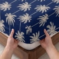 thumbnail image 3 of King Size Fitted Sheet Set - Navy Blue Palm Trees 3 Piece Bedding Sets 16" Deep Pocket Fitted Sheet with 2 Pillowcases, Tropical Summer Botanical Seaside Brushed Microfiber Hotel Luxury Bed Sheets, 3 of 9