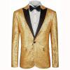 OHMZYZO Mens Shiny Sequin Dress Blazer Jacket Party Prom Wedding Tuxedo Coat One Button Blazer Suit Jackets