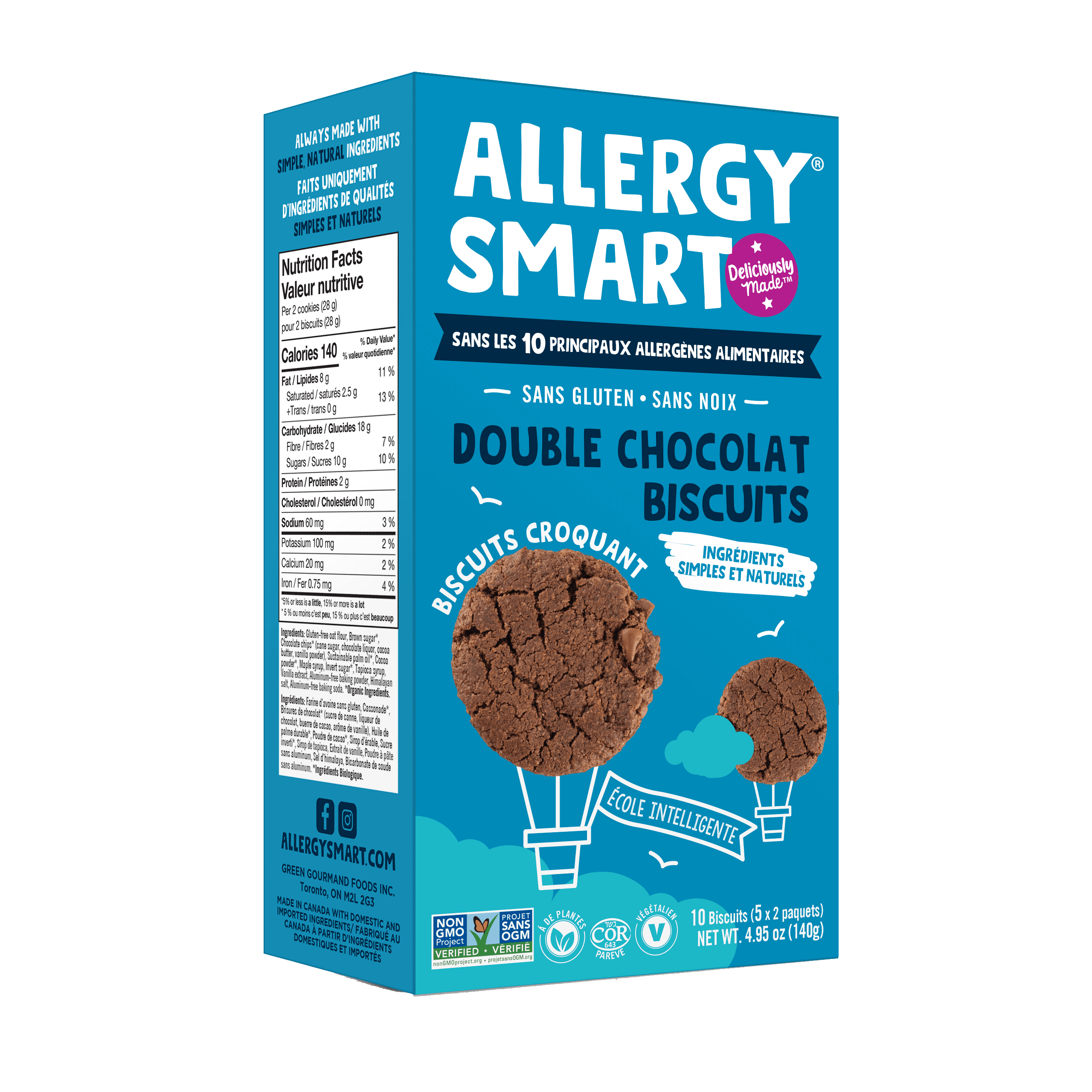 Allergy Smart Double chocolat Biscuit 140g