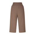 thumbnail image 5 of Women's Wide Leg Capri Pants Stretch High Waisted Summer Office Work Casual Yoga Dress Cropped Pants with Pockets Brown, 5 of 7