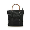 Pre-Owned Gucci Bamboo Handbag Nylon Fabric Black