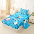 thumbnail image 2 of Feelyou Cartoon Shark Twin Sheet Sets for Boys Girls Kids, Ocean Cute Marine Wildlife Bedding, Blue, 3-Piece, 2 of 5