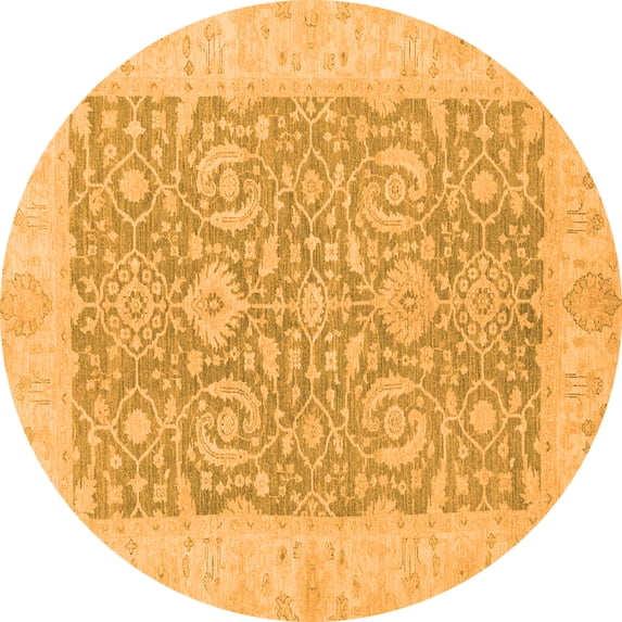 Ahgly Company Indoor Round Oriental Orange Traditional Area Rugs, 5' Round