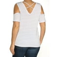 thumbnail image 2 of MAISON JULES Womens White Pinstripe Cut Out  Top L, 2 of 2
