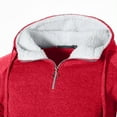 thumbnail image 3 of Fleece Hoodies for Men Quarter Zip Hooded Sweatshirt Winter Sherpa Lined Pullover Top Casual Warm Hoody Drawstring Workout Gym Sports Outdoor Sportwear with Pockets, 3 of 6