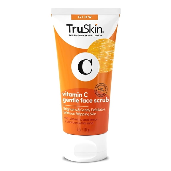 TruSkin Vitamin C Gentle Face Scrub Brightening Daily Face Exfoliator for All Skin Types Softens & Smooths Skin with Vitamin C, 4oz
