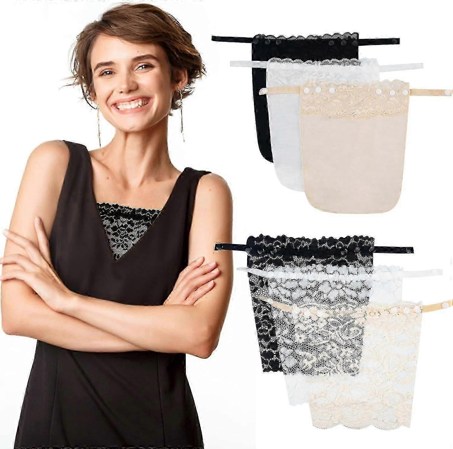 6 Pieces Lady Lace Clip-on Mock Camisole Bra Insert - Lace Privacy