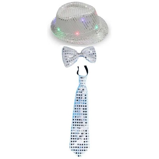 Sombrero Fedora de Jazz con lentejuelas y luz LED para niños y adultos, gorro de neón intermitente, regalo de fiesta, disfraz, cumpleaños, boda, Halloween y Navidad