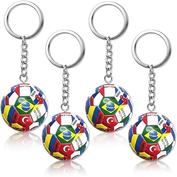 4PCS World Cup Soccer Keychain 2026 Football Ball Key Chain with National Flags,World Cup Soccer Gifts Accessories(wwx)